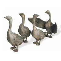 Gartentraum.de Limitierte Künstler Vogelfiguren aus Bronze - Gänse Set