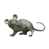 Gartentraum.de Wetterbeständige Maus Bronzefigur mit Patina - Maus stehend