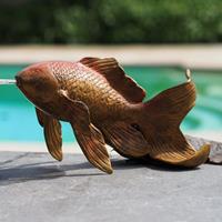 Gartentraum.de Fisch Wasserspeier aus Bronze in Orange - Fisch Timo