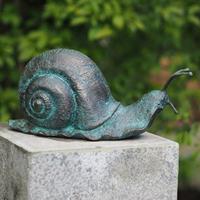 Gartentraum.de Große Gartenschnecke aus Bronze mit Patina - Schnecke Richard