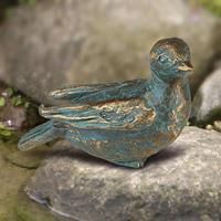 Gartentraum.de Kleine Vogelskulptur - Spatz aus Bronze - Spatz sitzend