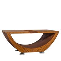 Gartentraum.de Eleganter Outdoor Tisch aus Holz und Stahl mit Ablage - Masuria - Narie Couchtisch / Rost / nein