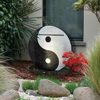 Gartentraum.de Asiatisches Fiberglas-Beton Garten Wasserspiel als Komplettset - Yin & Yang / Einbaubecken D: 120cm