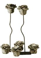 Gartentraum.de Besondere Stein Rose als Teelichthalter - Rosas Lux / mit 35cm Stab und Standfuß