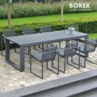 Gartentraum.de Moderne Garten Sitzgruppe - Aluminium grau - Gartenstühle & Tisch - Borek - Andria Sitzgruppe