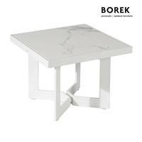 Gartentraum.de Quadratischer Gartentisch klein von Borek - weiß - Arta Beistelltisch / Tischplatte Trilium