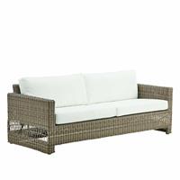 Gartentraum.de Geflochtenes 3-Sitzer Gartensofa für die Lounge in antikgrau - 3-Sitzer Joana / White