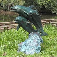 Gartentraum.de Bronze Wasserspeier mit Delfinen - Mauritius