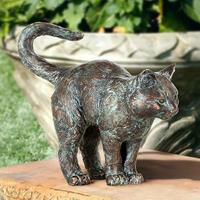 Gartentraum.de Bronzeguss Katzen Tierskulptur - robust - Katze stehend