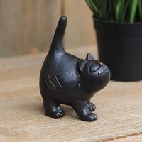 Gartentraum.de Schwarze Deko-Katzenfigur aus Bronze - Ferdinand