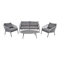 Gartentraum.de Moderne 4-Sitzer Lounge mit Sofa aus Aluminium - Sitzgruppe Rhona