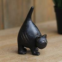 Gartentraum.de Stilistische Katzen Dekofigur aus Bronze - Fridolin