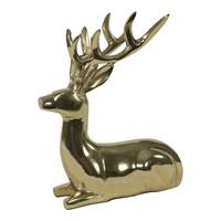 Gartentraum.de Liegender Hirsch aus Aluminium - goldfarben - Prancer / 25x25x10cm (HxBxT)