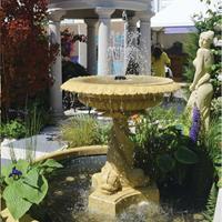 Gartentraum.de Springbrunnen mit Fisch Säule aus Sandsteinguss - Rossetti / Terrakotta / mit Pumpe