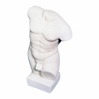 Gartentraum.de Kleine Akt-Gartenfigur mit Sockel aus Steinguss - Männer Torso  - Kopara / Sand