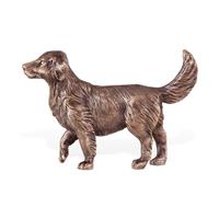 Gartentraum.de Kleine Dekofigur - Hund aus wetterfester Bronze - Golden Retriever / Bronze Patina grün