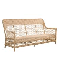 Gartentraum.de Braunes Outdoor Sofa für drei Personen aus Aluminium und wetterbeständiger Rattanfaser - 3-Sitzer Anike / mit Sitzkissen