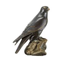 Gartentraum.de Weiblicher Falke aus Bronze als Gartenfigur - Gerfalke