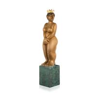 Gartentraum.de Bronzeskulptur mit Sockel - Königin mit Krone Aktfigur - Königin/Venus