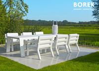 Gartentraum.de Garten Esstisch Garnitur von Borek - Aluminium weiß - 6 Gartenstühle & Tisch - Viking Sitzgruppe / Weiß