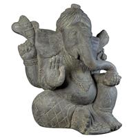 Gartentraum.de Sitzende Steinguss Elefanten Figur - Ganesha - Tharangi