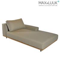 Gartentraum.de Max & Luuk Chaiselongue aus Teak mit Armlehne links und Polstern - Luke Chaiselongue