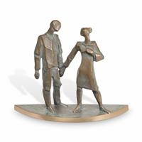 Gartentraum.de Mann und Frau als Gartenfigur - Bronze - Spaziergang / Bronze braun