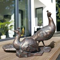 Gartentraum.de Bronze Pfauenskulptur - limitierte Gartenfiguren - Pfauenpaar