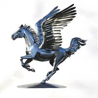 Gartentraum.de Pegasus Gartenfigur aus Rost Metall oder Edelstahl - Affulgetum / Edelstahl