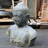 Gartentraum.de Buddha Kopf mit schönem Gesicht Steinguss Natur - Abhaya