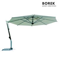 Gartentraum.de Moderner Ampelschirm von Borek - Aluminium & Teakholz - mit Kurbel - drehbar - Capri Sonnenschirm teak / Ecru / 400cm