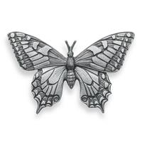 Gartentraum.de Wetterfestes Schmetterling Ornament aus Aluminium für den Garten - Schmetterling Chiara / Aluminium grau / 6,5x10x1cm (HxBxT)