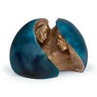 Gartentraum.de Besondere Bronzeskulptur - blaue Designerlimitation - Zwei in einem (2-teilig)