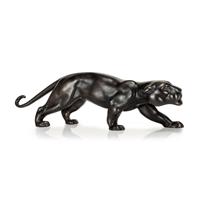 Gartentraum.de Schwarze Bronze Pantherskulptur - Gartendeko - Panther mittel