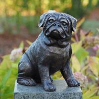 Gartentraum.de Kleiner Deko Hund - Mops aus Bronze - Mopo