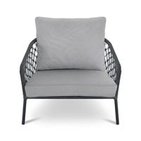 Gartentraum.de Grauer Sessel mit Aluminium und Sunbrellastoff - Loungesessel Amaros