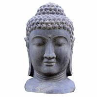 Gartentraum.de Steinguss Buddha Kopf mit geschlossenen Augen für draußen - Domingus / 75x54x36cm (HxBxT)