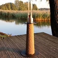 Gartentraum.de Stilvolle Ethanol Gartenfackel aus Stahl mit Jute Seil von Masuria - Juno Lampe / Schwarz