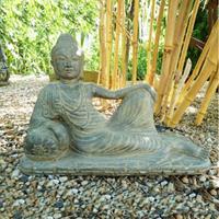 Gartentraum.de Wertvoller Buddha liegend aus Steinguss Antik Finish