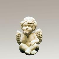 Gartentraum.de Kleine Deko Steinfigur mit Engel pustend - Charmeur / Portland Weiß
