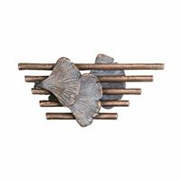 Gartentraum.de Besondere Wandplastik aus Bronze mit Gingko - Gingkoblätter / Bronze braun