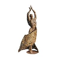 Gartentraum.de Unikat Bronze Gartenstatue Akt mit Blätterumhang - Mother Earth Dancing