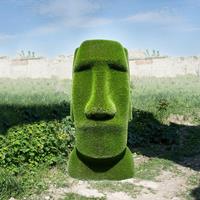 Gartentraum.de Moai Kopf Gartenfigur - Topiary - GFK & Kunstrasen - Idukan