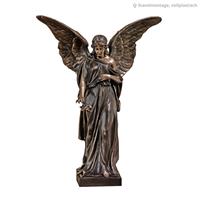 Gartentraum.de Klassische Gartenfigur Engel mit Rosen aus Metall - Angelo Rosa / 29cm  / Bronze