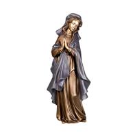 Gartentraum.de Betende Mariaskulptur Aluminium oder Bronze - Madonna Ida / 40x18x14cm (HxBxT) / Bronze, Umhang Dunkelbraun