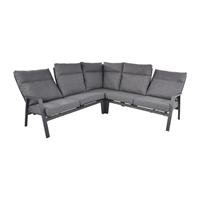 Gartentraum.de XXL Loungesofa - 6-Sitzer - Ecksofa aus Aluminium - Eckcouch Rano