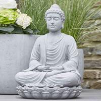 Gartentraum.de Sitzender Buddha als Gartendeko - Polystone grau - Perinaldo