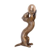 Gartentraum.de Wiesel Bronze Tierfigur für den Garten - Wiesel mit Ei