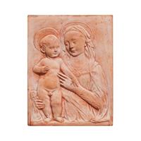 Gartentraum.de Madonna mit Kind auf Wand Relief Terrakotta - Bambino