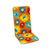 Gartentraum.de Hochlehner Stuhlauflagen mit Blumen-Muster - Auflage Floras / Orange bunte Blumen